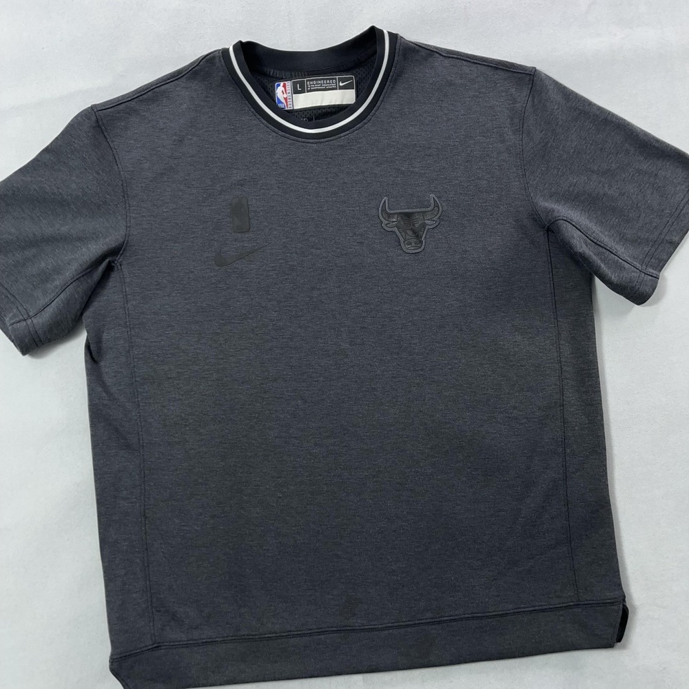 Chicago Bulls‎ T Shirt Mens Large Gray NBA Basketball Dri Fit Crewneck Tee Nike